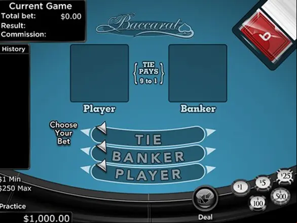casino games play area for baccarat